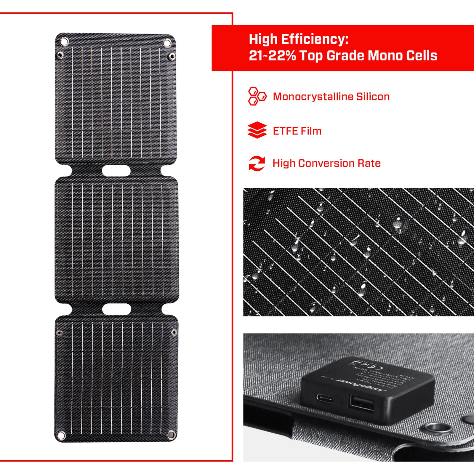 NNEDSZ 21W Solar Panel Portable Charger JumpsPower Power Generator Foldable-4